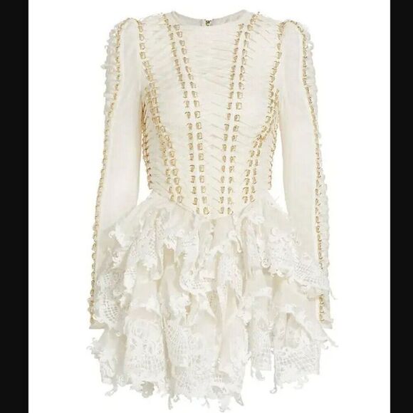 NWT. $3750 Zimmermann Runway Coaster Corset Laced Mini Dress ZM 3, US 10